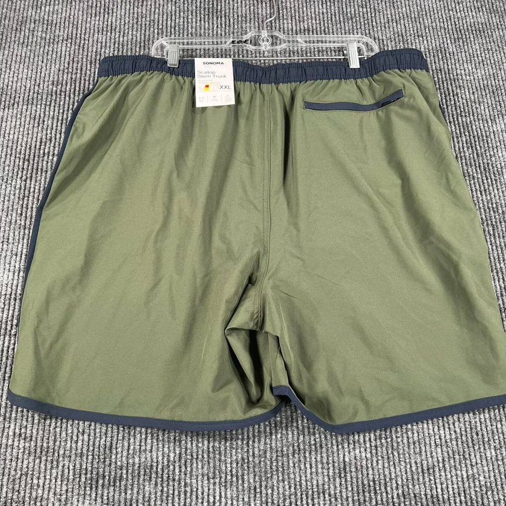 Sonoma‎ Mens Swim Trunks Scallop Shorts 2XL XXL Green Lined New NWT 7